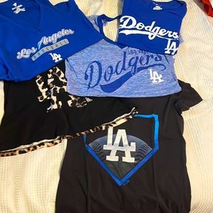 5 dodger shirts- 2 tank tops three T-shirts all size small